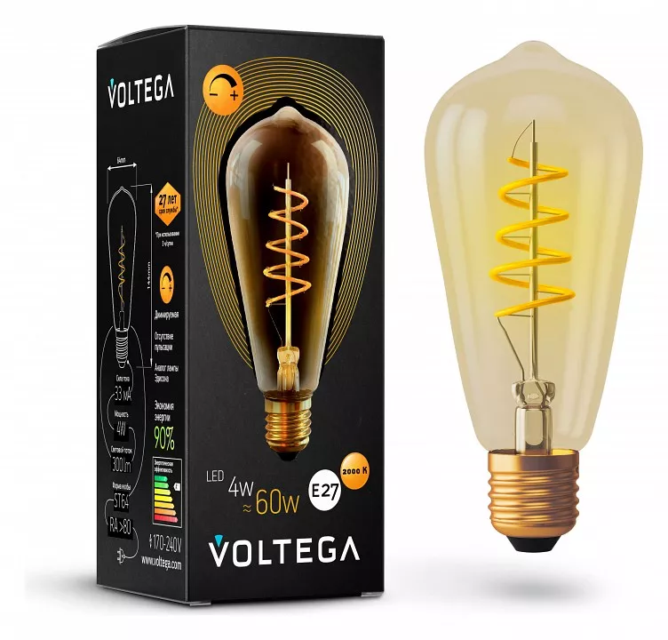 

Лампа светодиодная диммируемая Voltega E27 4W 2000К прозрачная VG10-ST64GE27warm4W-FB 7077