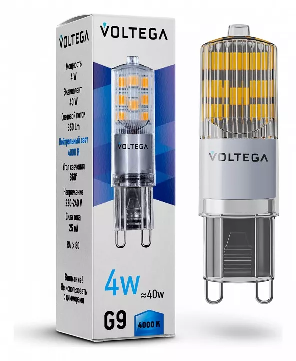 

Лампа светодиодная Voltega Simple G9 4Вт 4000K 7125