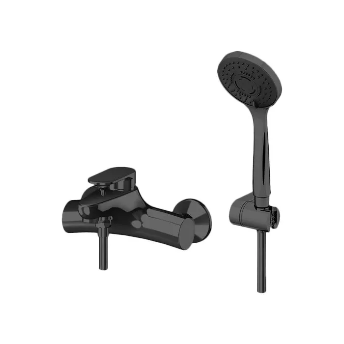 

Gattoni H2Omix7000 Смеситель для ванны настенный однорычажный, с ручной лейкой и держателем, цвет Nero Opaco