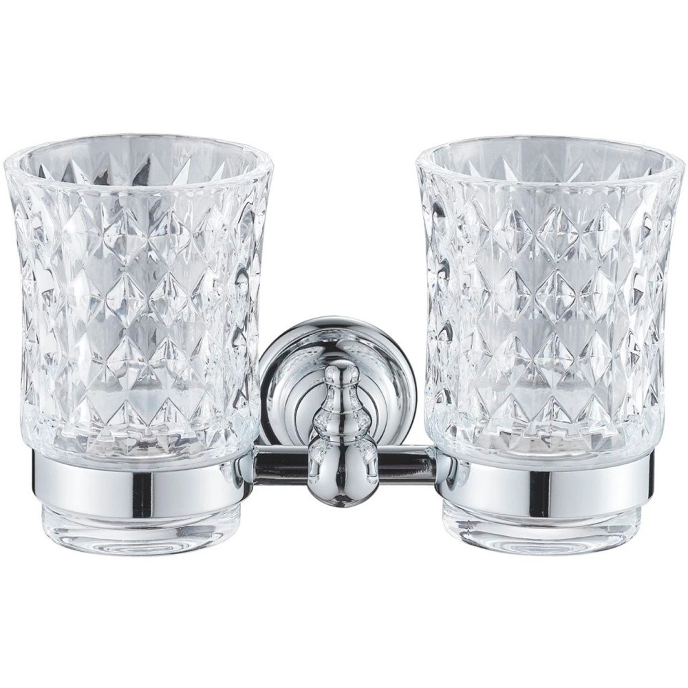 Стакан для ванной Rose RG11 RG1122 настенный хром стеклянный двойной 2776₽