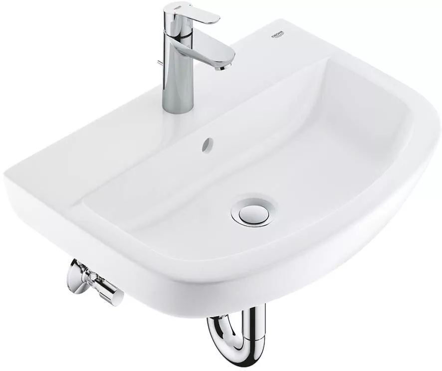 

39644000 Bau Ceramic Набор: Раковина подвесная 60 см (39421000),BauFlow Смеситель однорычажный (23751000),угловые вентили (22039000), Сифон (28947000)