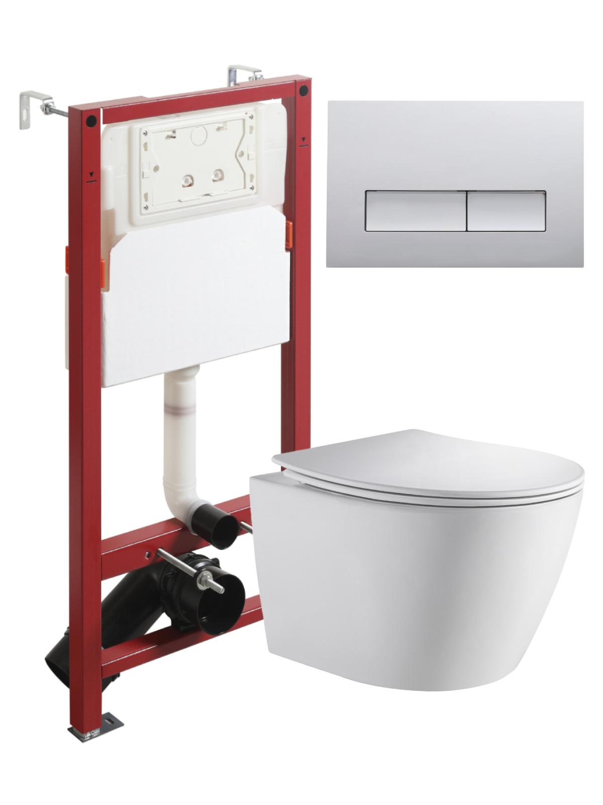 

Комплект Orange CI07-150W+APB200 Унитаз подвесной безободковый, с микролифтом + Система инсталляции + Кнопка смыва хром