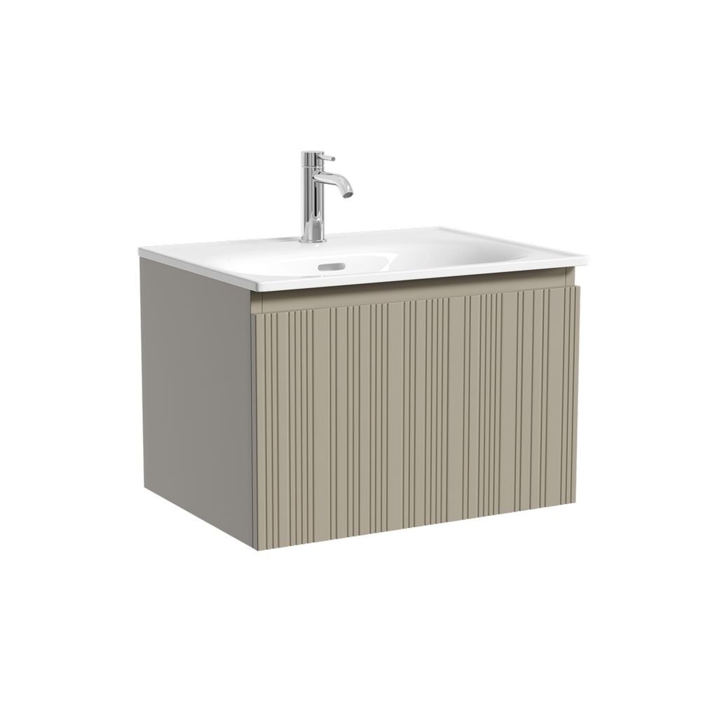 

Тумба под раковину в ванную подвесная Sancos Code 590х453х400, c одним ящиком, цвет серая платина, CD60GP