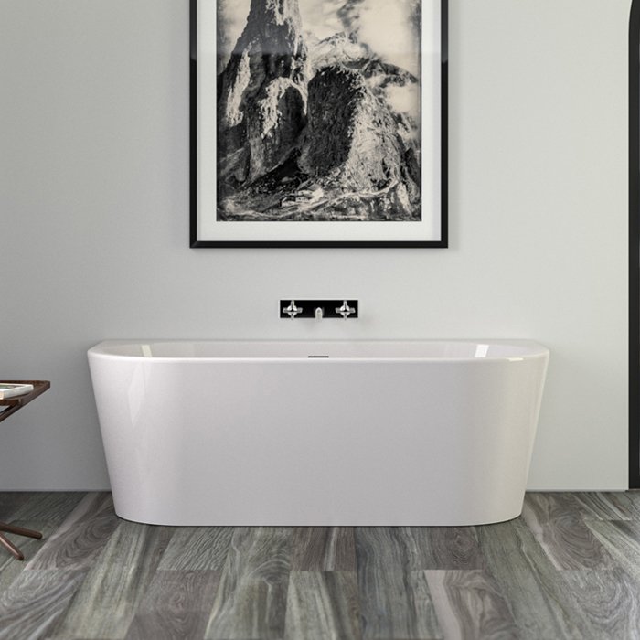 KNIEF Wall Corner Ванна пристенная 165x75*58xсм, с щелевым переливом, без сл-перелива, цвет белый глянцевый( продавать со сливом 0100-091-06)