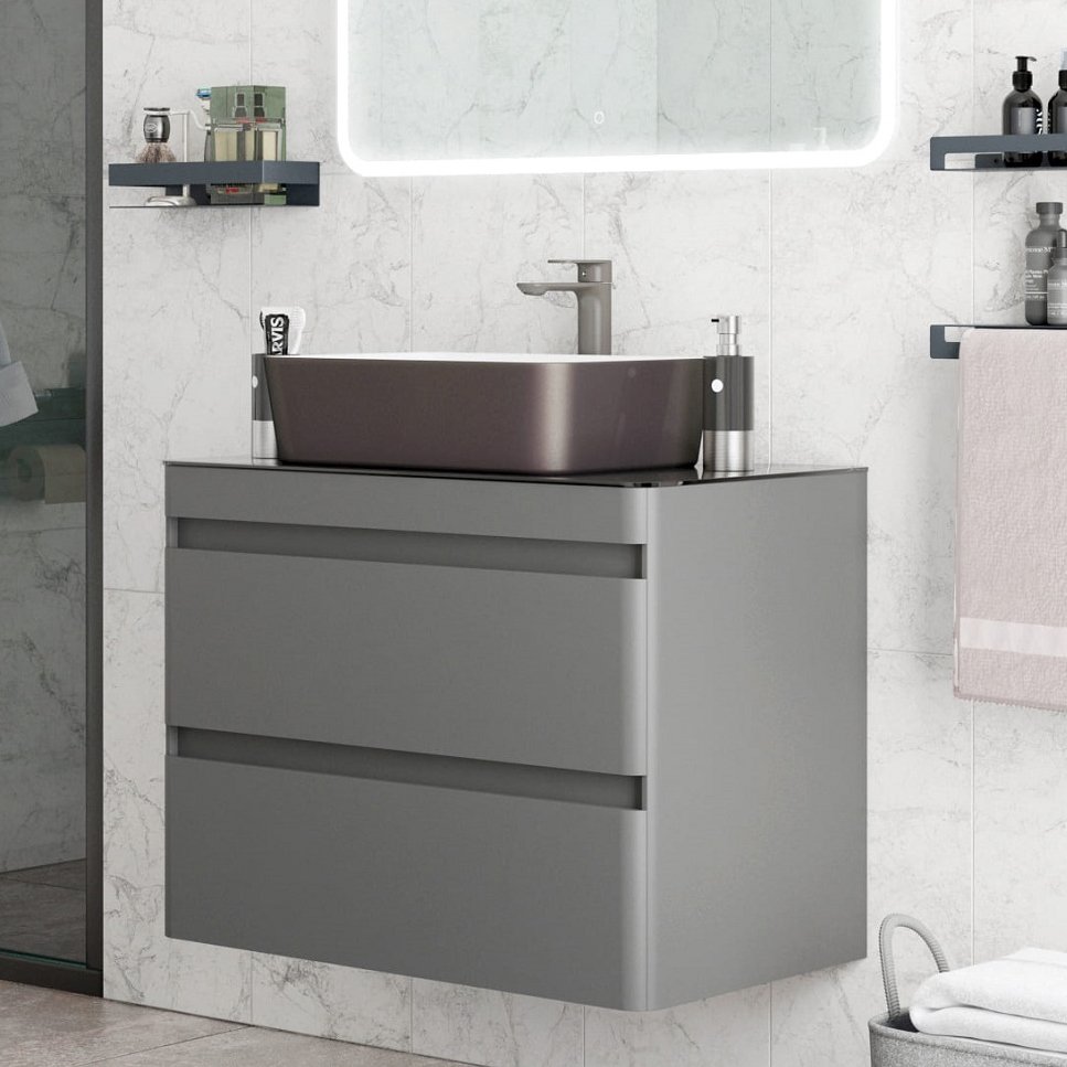 

Тумба под раковину без столешницы Corozo Алабама 80 подвесная, 2 ящика, графит