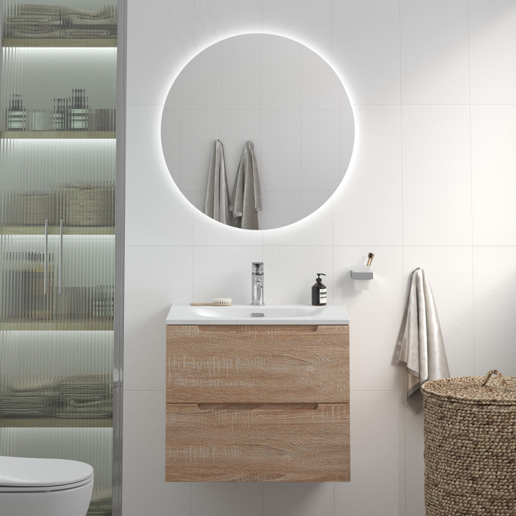 

Мебель для ванной комнаты BelBagno Etna 60 rovere bianco, раковина BB-8099-60