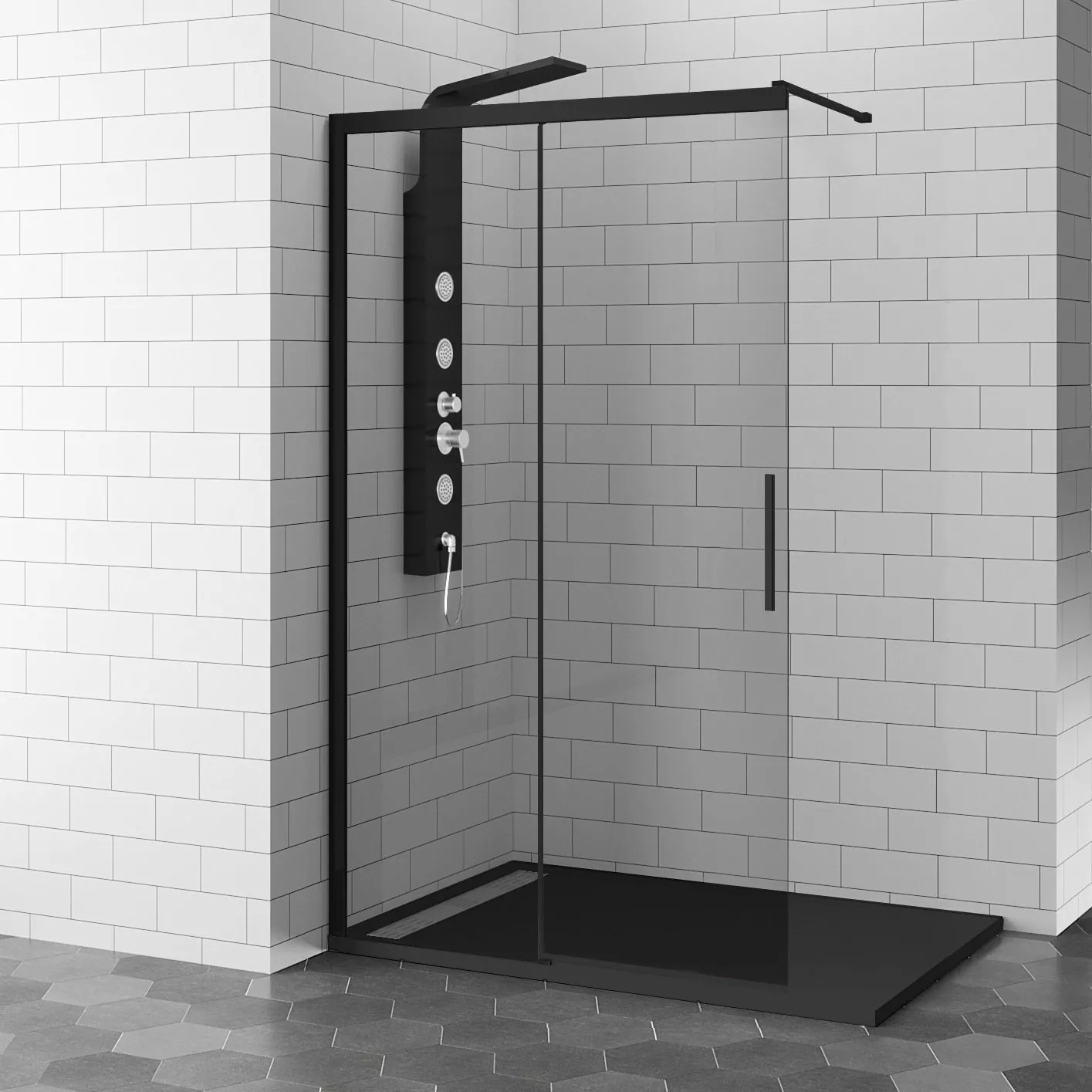 

Душевая перегородка RGW Walk In WA-13-B 140x195, профиль матовый черный