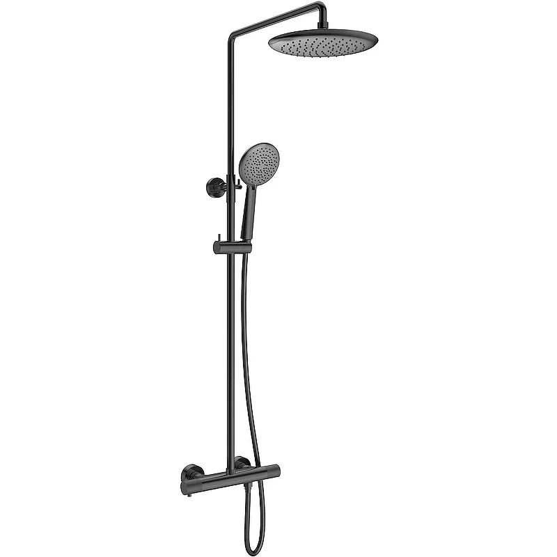 

Душевая стойка Vincea Desire VSFS-1D0TGM с термостатом, вороненая сталь