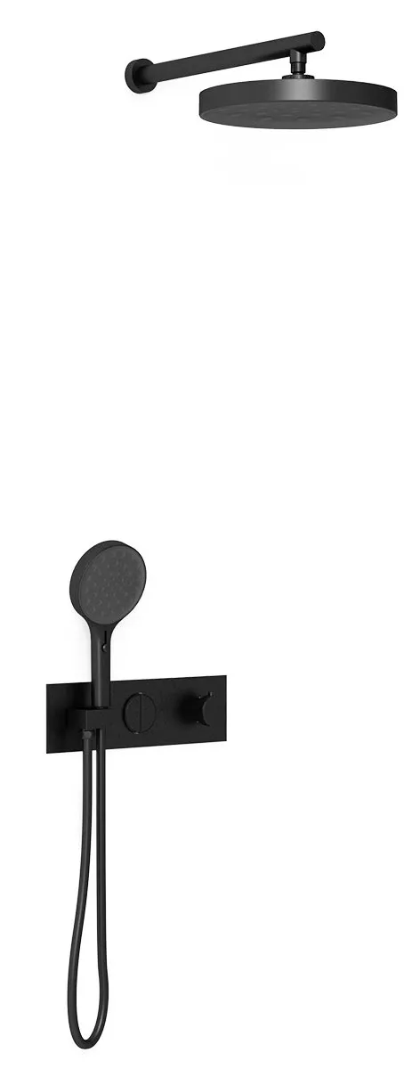 Душевой комплект Vincea Inspire с термостатом черный матовый VSFW-422TI2MB - фото 1