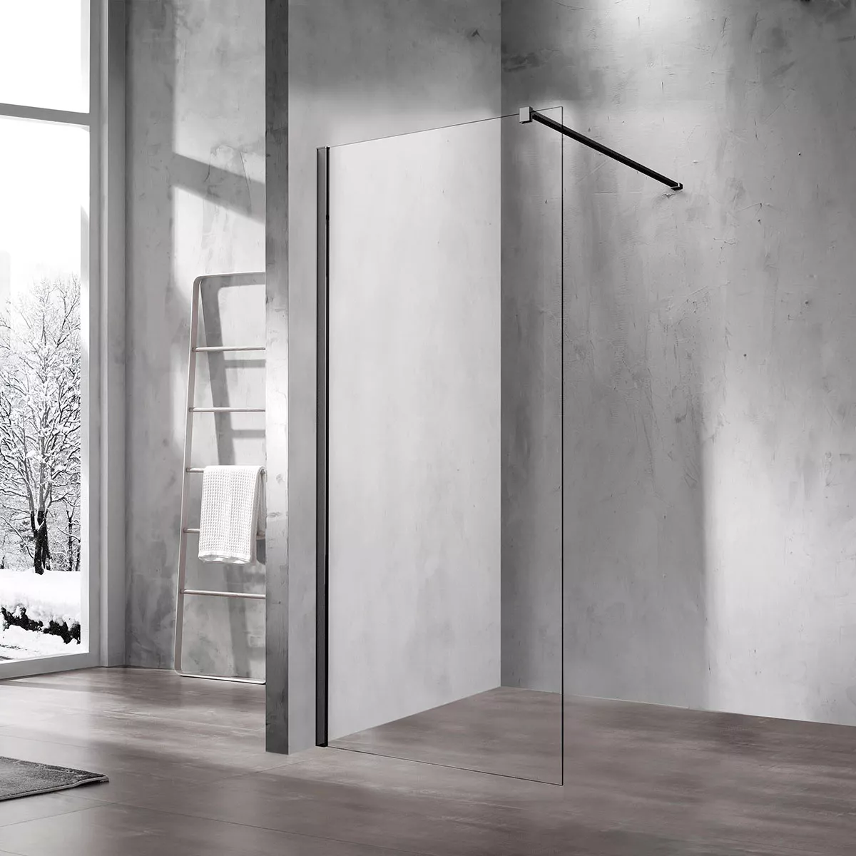

Душевая перегородка Vincea Walk-In 70х200 черная стекло прозрачное