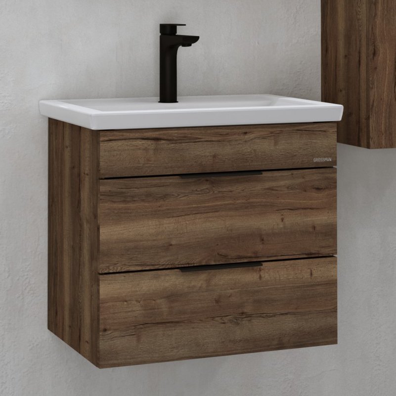 

Тумба с раковиной Grossman Форта 70 темный дуб