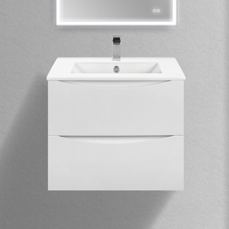 

Тумба с раковиной Vincea Mia Slim 60, 2 ящика, белая глянцевая