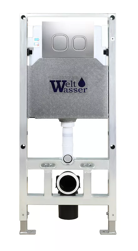 Система инсталляции WeltWasser Amberg с кнопкой смыва хром матовый 10000008232 - фото 1