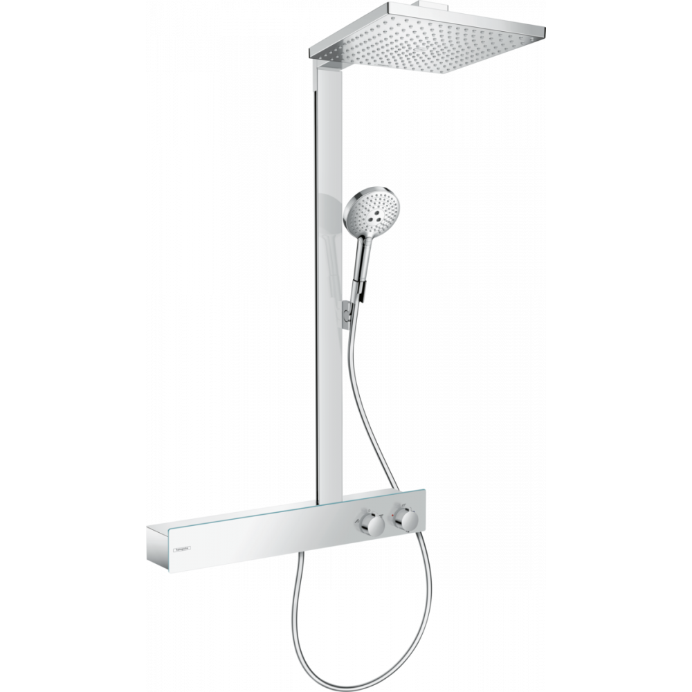 

Душевая система Hansgrohe Raindance E Showerpipe 300 1jet 9 л/мин EcoSmart ShowerTablet 600, хром 27364000