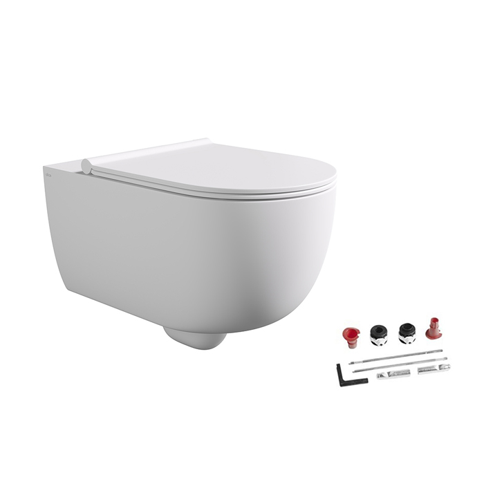 

Alice комплект: Унитаз UNICA 55х35, подвесной, безободковый, с сиденьем и крышкой с микролифтом, с набором для крепления, белый матовый