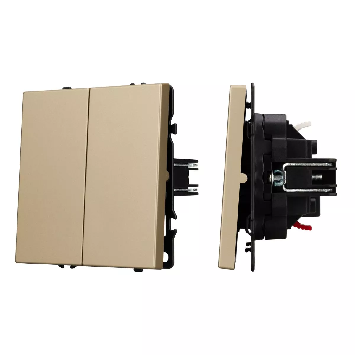 

Механизм выключателя двухклавишный проходной Arlight SWT-NOBE-MKP2-SFPL-GD (230V, 10A) 054256