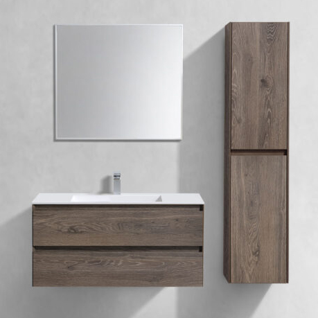 

Мебель для ванной комнаты Vincea Luka 100, 2 ящика, темный дуб, с белой раковиной