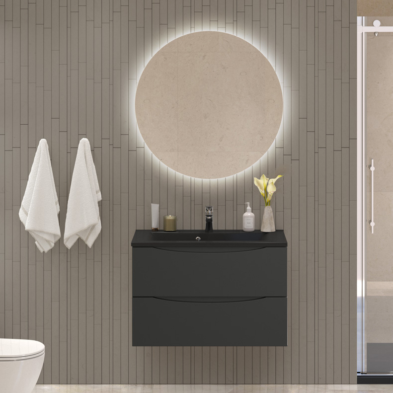 Мебель для ванной комнаты BelBagno Marino 80 подвесная, nero lucido, черная раовина