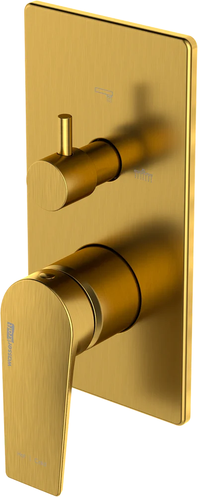 

Встраиваемый смеситель для душа и ванны Wasserkraft Aisch 5571 матовое золото