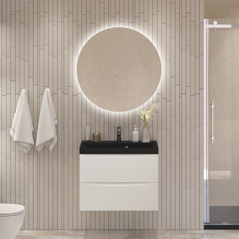 

Мебель для ванной комнаты BelBagno Marino 60 подвесная, bianco lucido, черная раовина