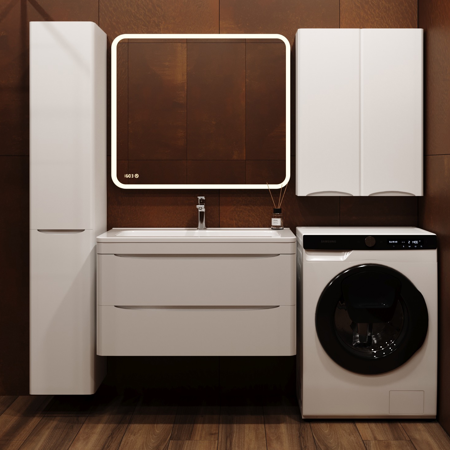 

Мебель для ванной комнаты Style Line Бергамо Мини 90 Люкс Plus подвесная, антискрейтч белая