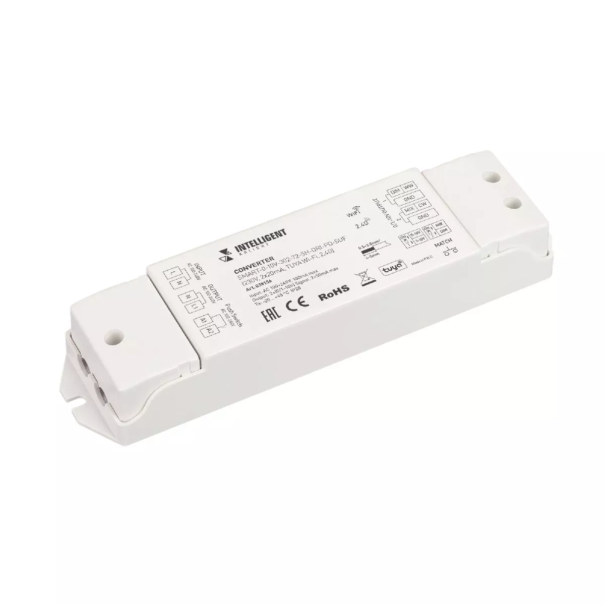 

Конвертер Arlight SMART-0-10V-302-72-SH-DRI-PD-SUF (230V, 2x20mA, TUYA Wi-Fi, 2.4G) 038156