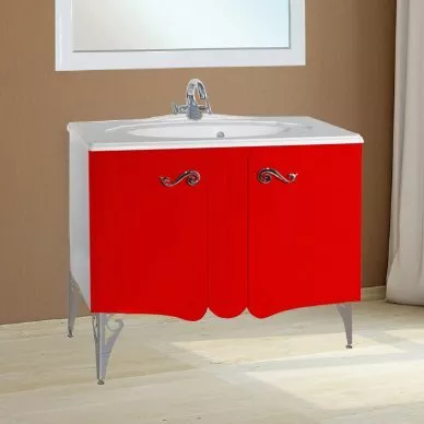 

Тумба с раковиной Bellezza Эстель 80 красная, Белый;красный