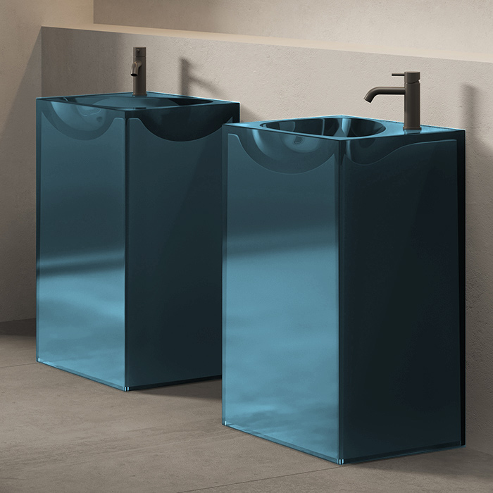 

DEA DESIGN (Pedestal Basin) Раковина напольная 49,5x45,5xh88 см, из полимера Glasstech, д/клапан с крышкой Хром, цвет Dark Blue R11