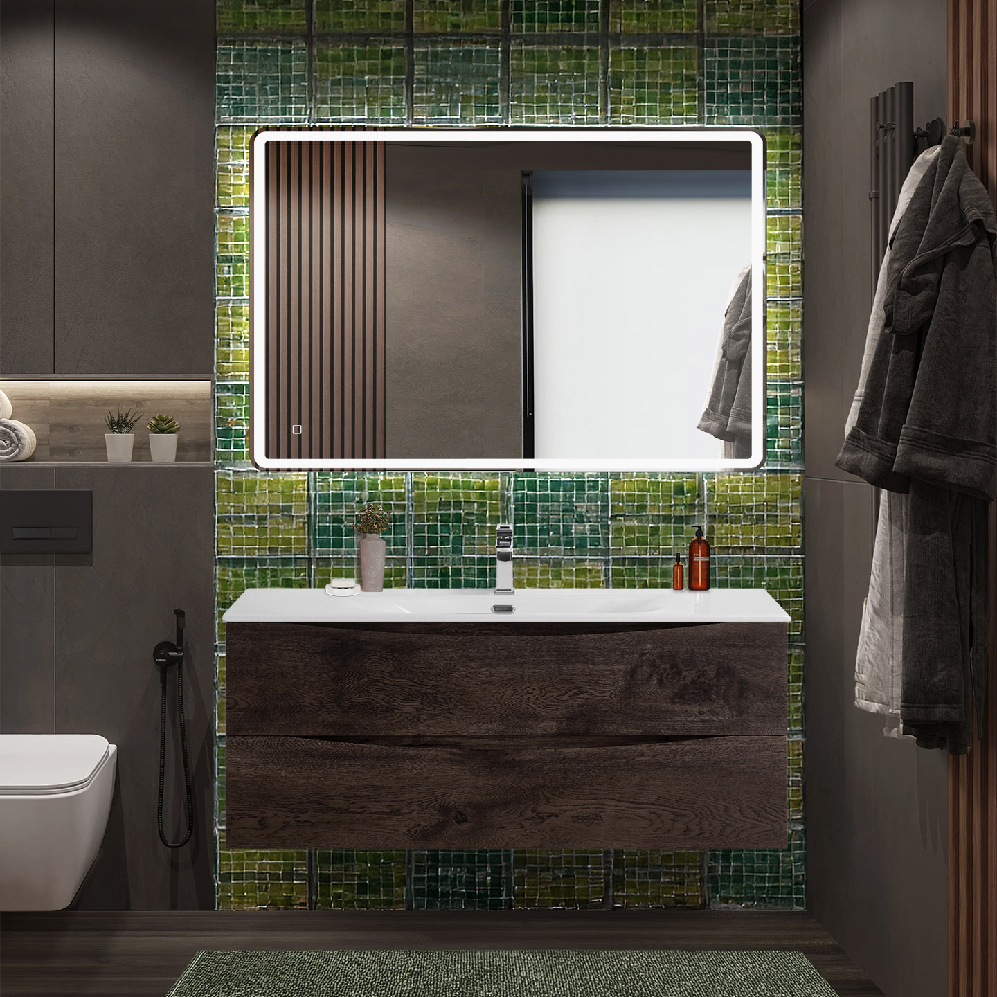 

Мебель для ванной комнаты BelBagno Marino-cer-n 120 подвесная, rovere nature grigio