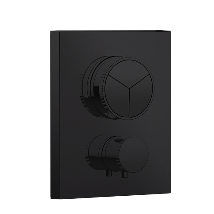 ALMAR (Core) Внешняя часть термостата на 3 потреб, Square, система Push,3 клавиши,латунь/пластик, цвет черный матовый