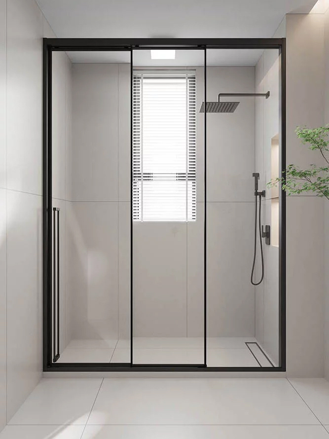Душевая дверь в нишу Veconi Premium Prato 300 B-R 140, профиль матовый черный, стекло прозрачное