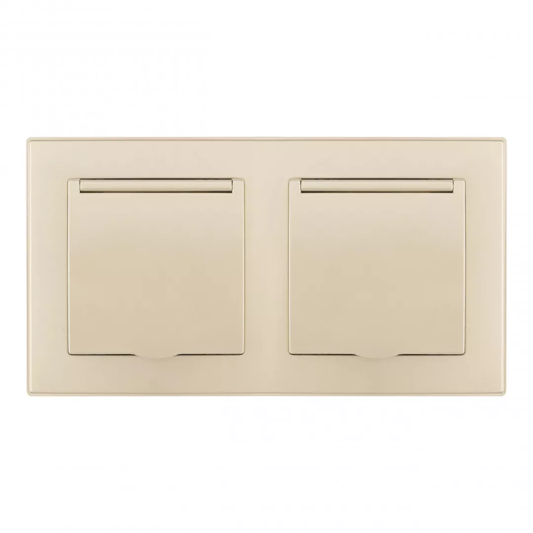 

Розетка двойная (двухпостовая) с/з и шторками Arte Milano SET06-2-41-1x2 shampan