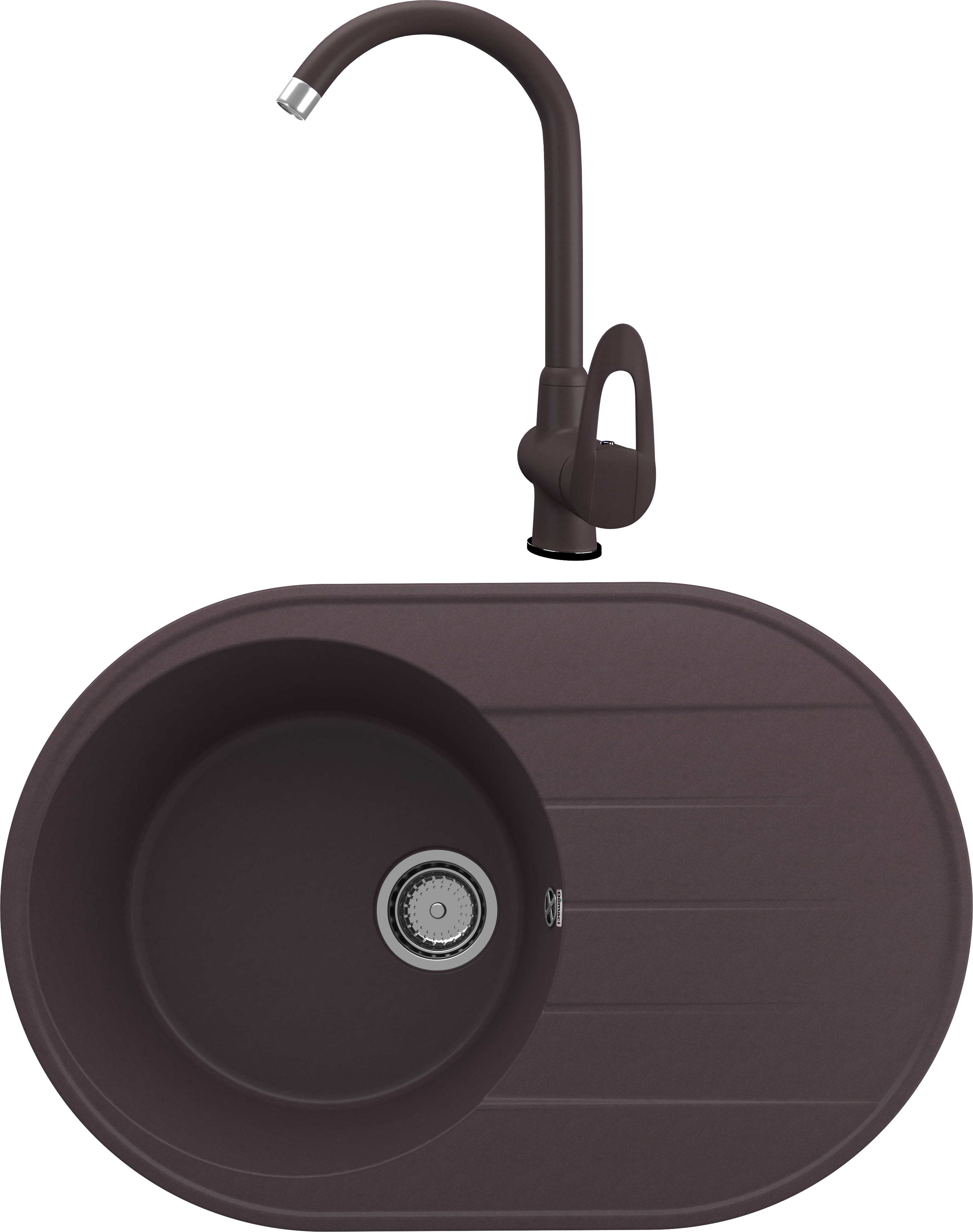 

Комплект Мойка кухонная Domaci Солерно DN 750-06 трюфель + Смеситель для кухни Domaci Солерно UQ-006-06 трюфель