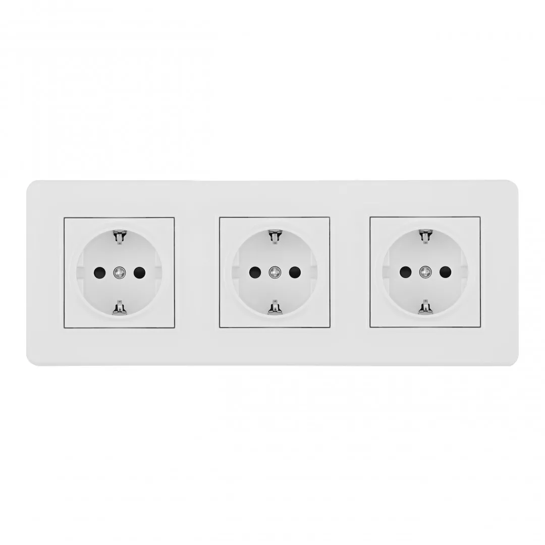 

Розетка тройная (трехпостовая) с/з и шторками Arte Milano SET16-3-40-1x3 white