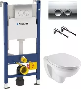 

Комплект Система инсталляции для унитазов Geberit Duofix Delta 458.124.21.1 3 в 1 с кнопкой смыва + Чаша для унитаза подвесного Jacob Delafon Patio EDV102-00