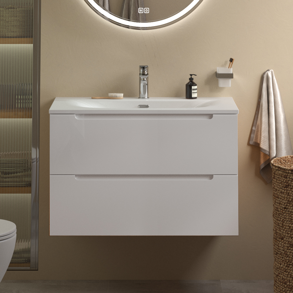 

Тумба с раковиной BelBagno Etna 39 80 bianco lucido, раковина BB-8099-3-80