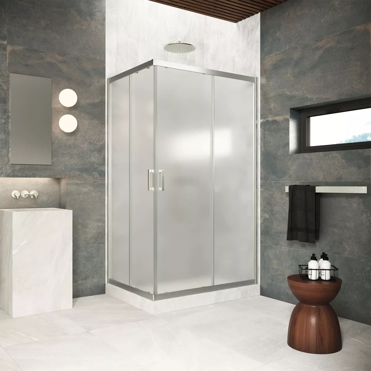 

Душевой уголок Vegas Glass ZA-F Protec 100*85 04 10 профиль никель, стекло сатин