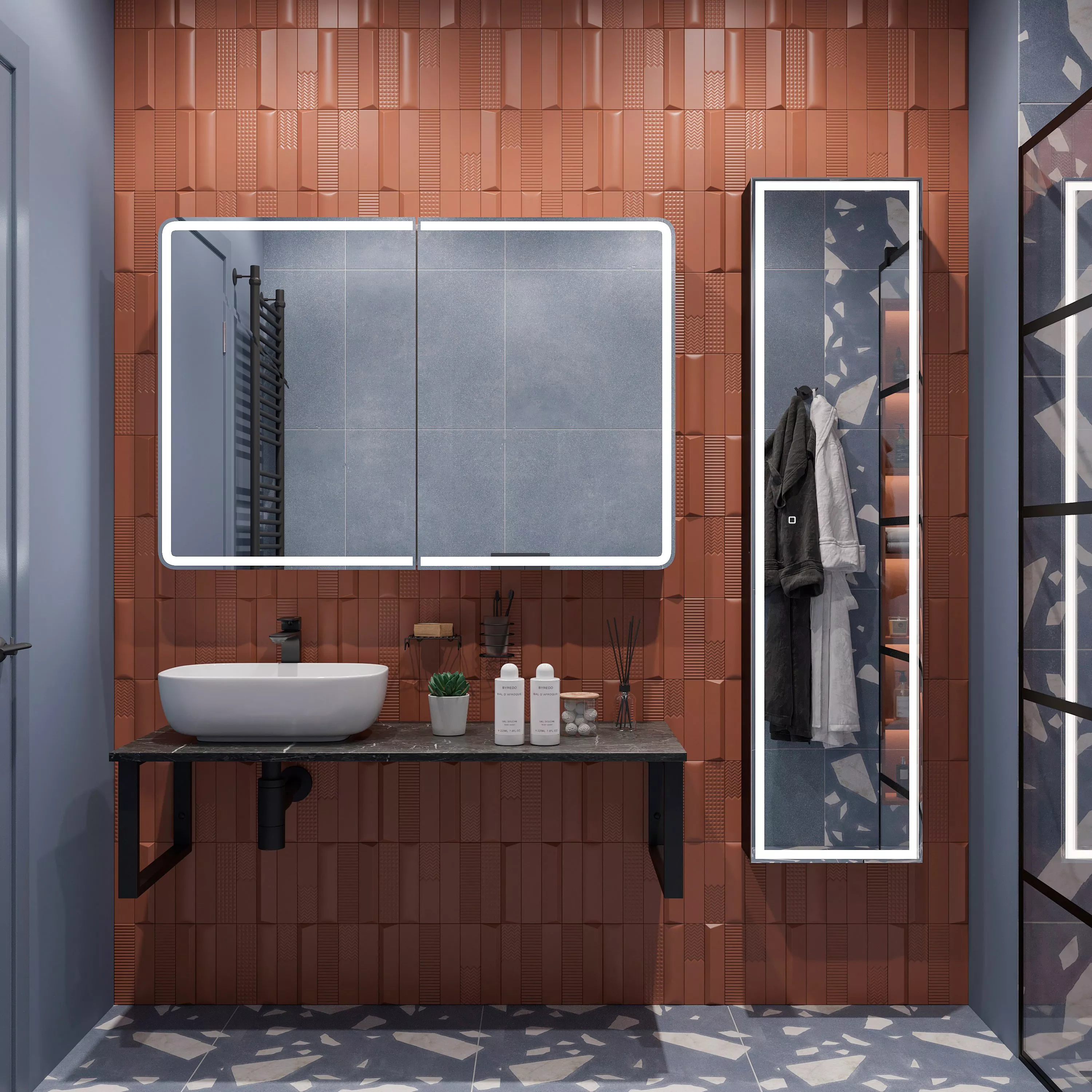 

Мебель для ванной DIWO Элиста 120 чёрный мрамор, с раковиной Moduo 50 Square (комплект, гарнитур)