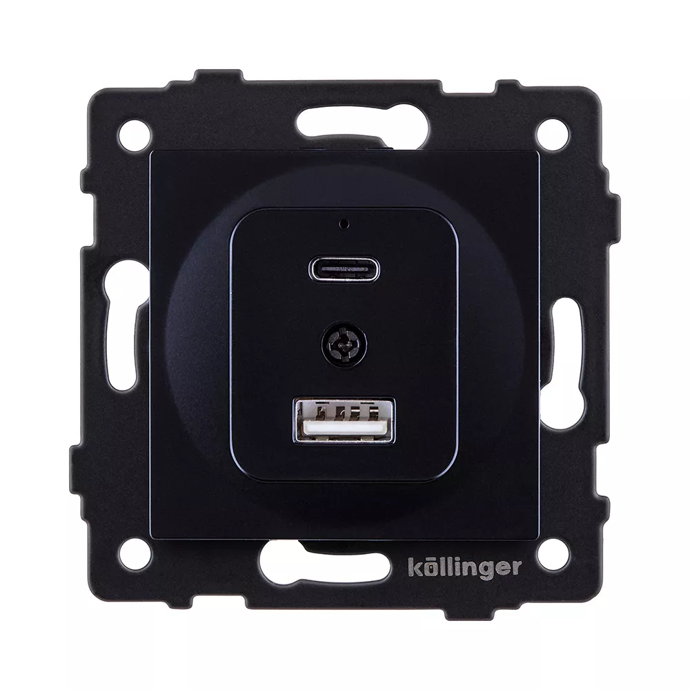 Розетка USB A+C 20W, черный Kollinger REA-037BK для Aspekt, Eleganz, Reflex