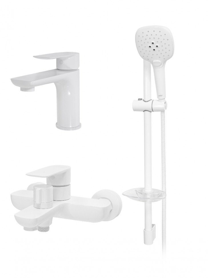 Комплекты смесителей  Santehnika Room Набор для ванны 3 в 1 Hansberge NORDIC H7099 Белый