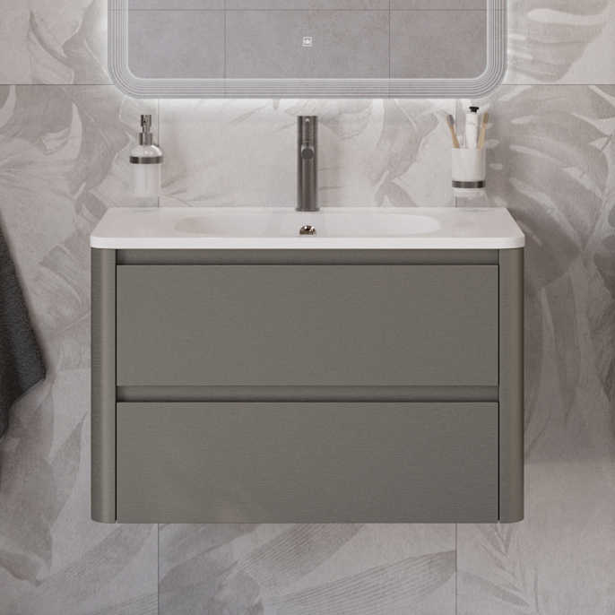 

Тумба под раковину без столешницы Cezares Relax 80 подвесная, сатин