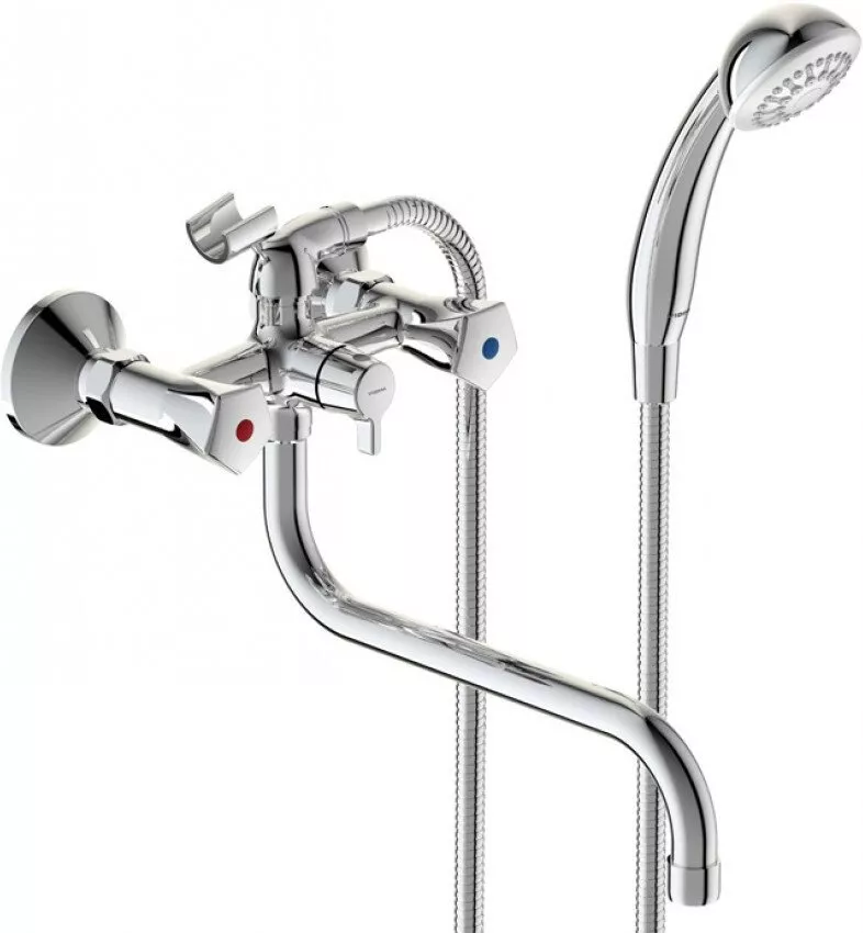 

BA362AA LIFE Смеситель для ванны/душа, поворотный излив 250 мм, душевой гарнитур в комплекте (душевая лейка 70 мм, металлический шланг 1500 мм, держа