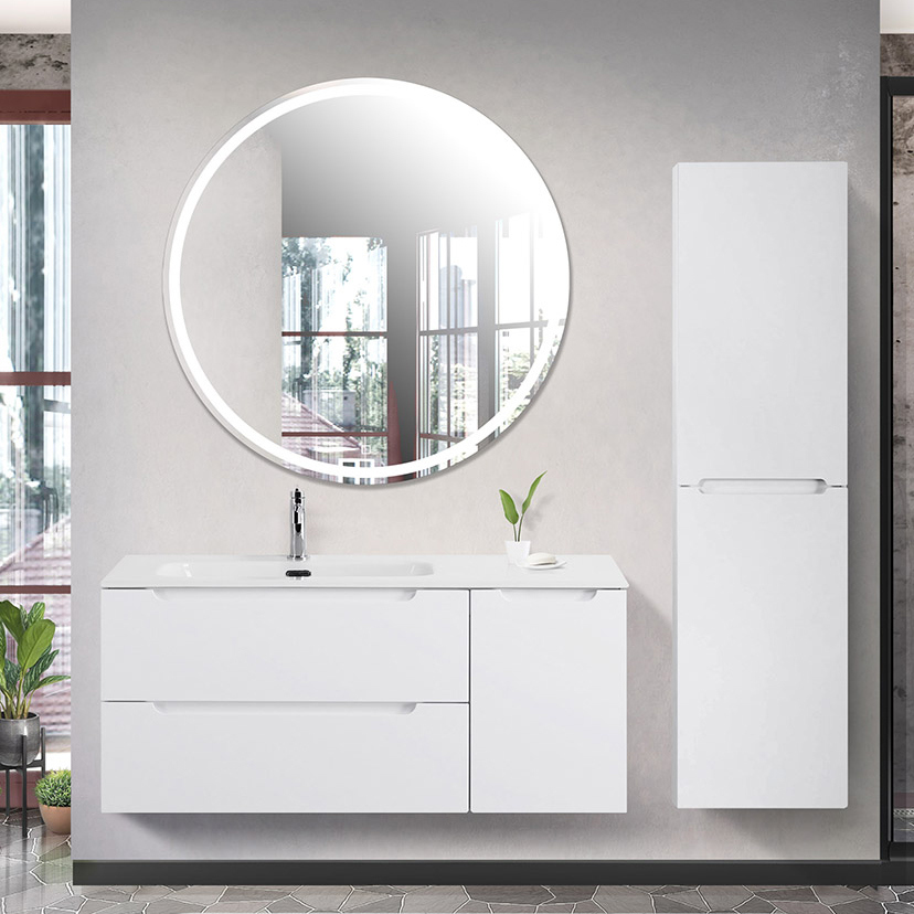 

Мебель для ванной комнаты BelBagno Etna 120 L 2 ящика, дверца, bianco lucido