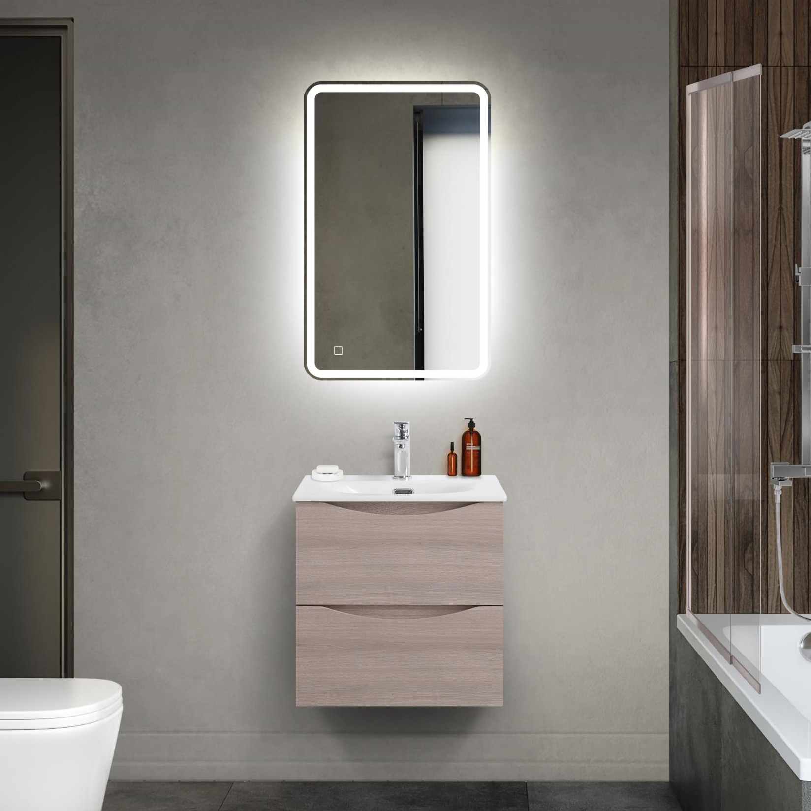 

Мебель для ванной комнаты BelBagno Marino-cer-mini 50 подвесная, rovere grigio