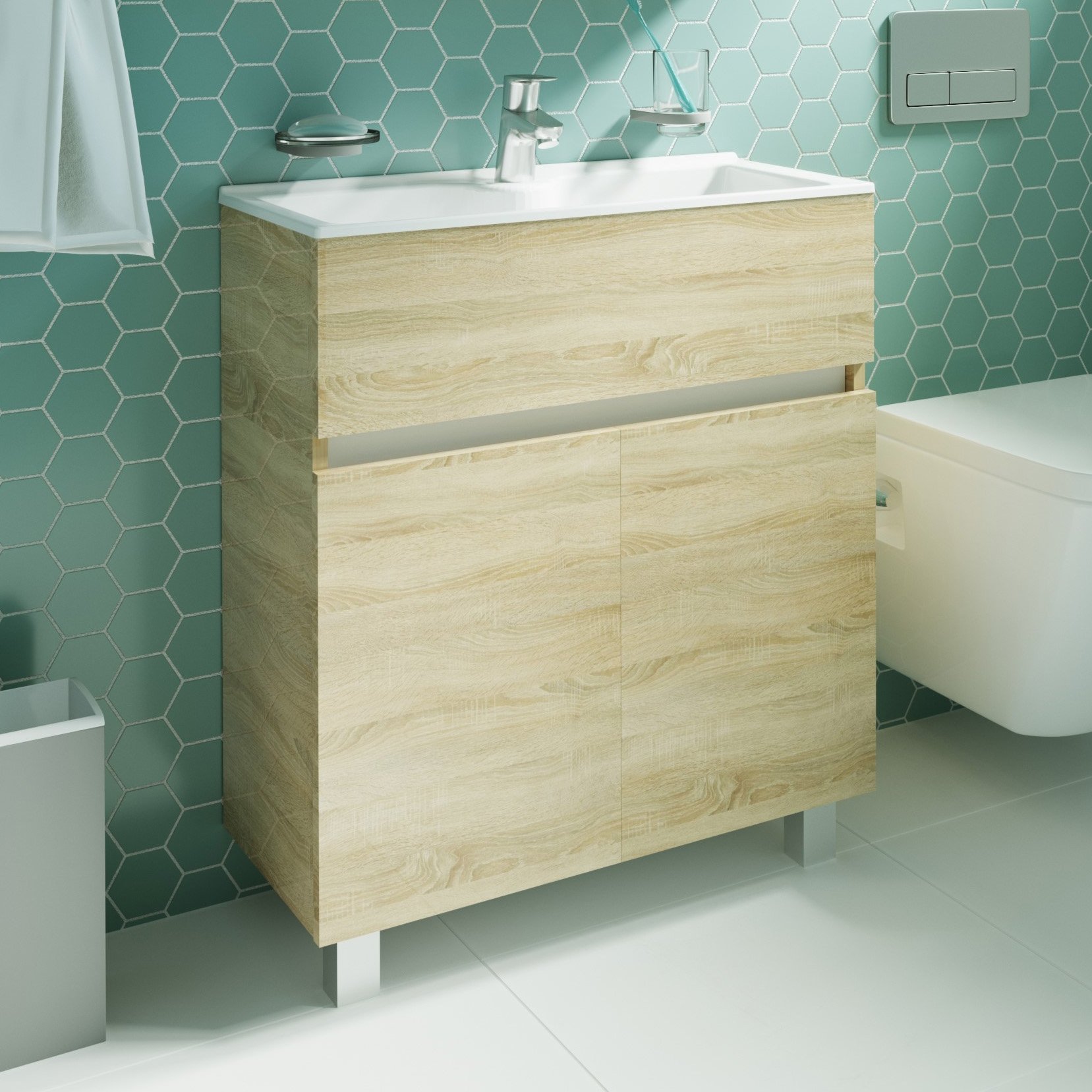 

Тумба с раковиной 1MarKa Mira 60H дуб сонома