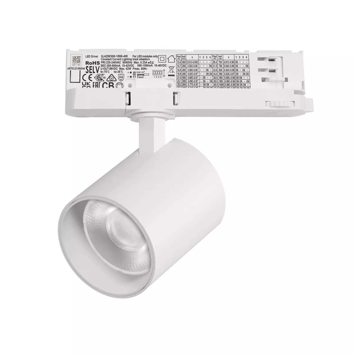 

Трековый трехфазный светильник Quattro LED 36G с адаптером Lightstar Alta Base A5436QT36G