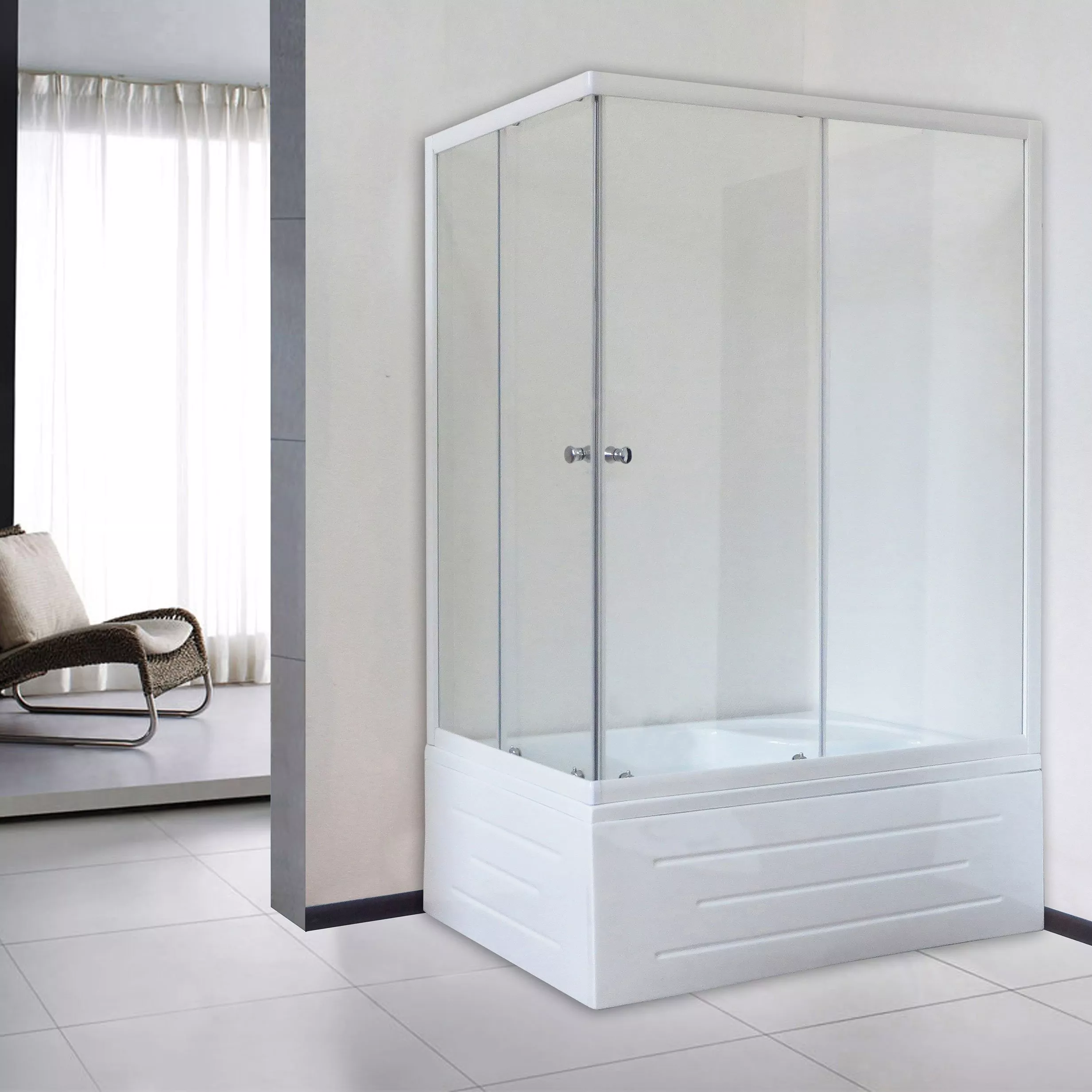 

Душевой уголок Royal Bath BP 100х80 R с поддоном профиль белый стекло прозрачное