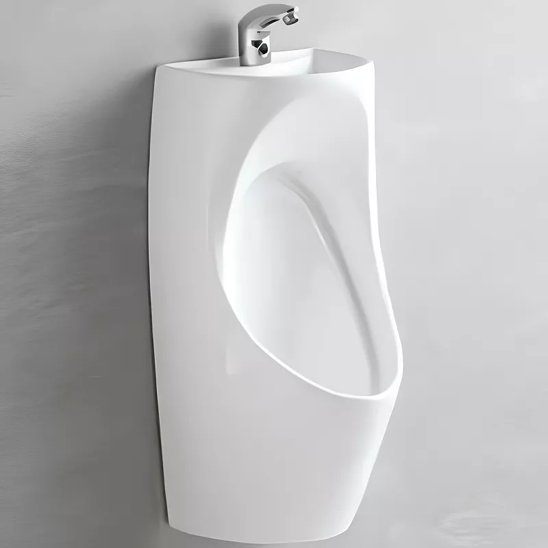 

Писсуар подвесной CeramaLux X573P с горизонтальным выпуском и раковиной белый