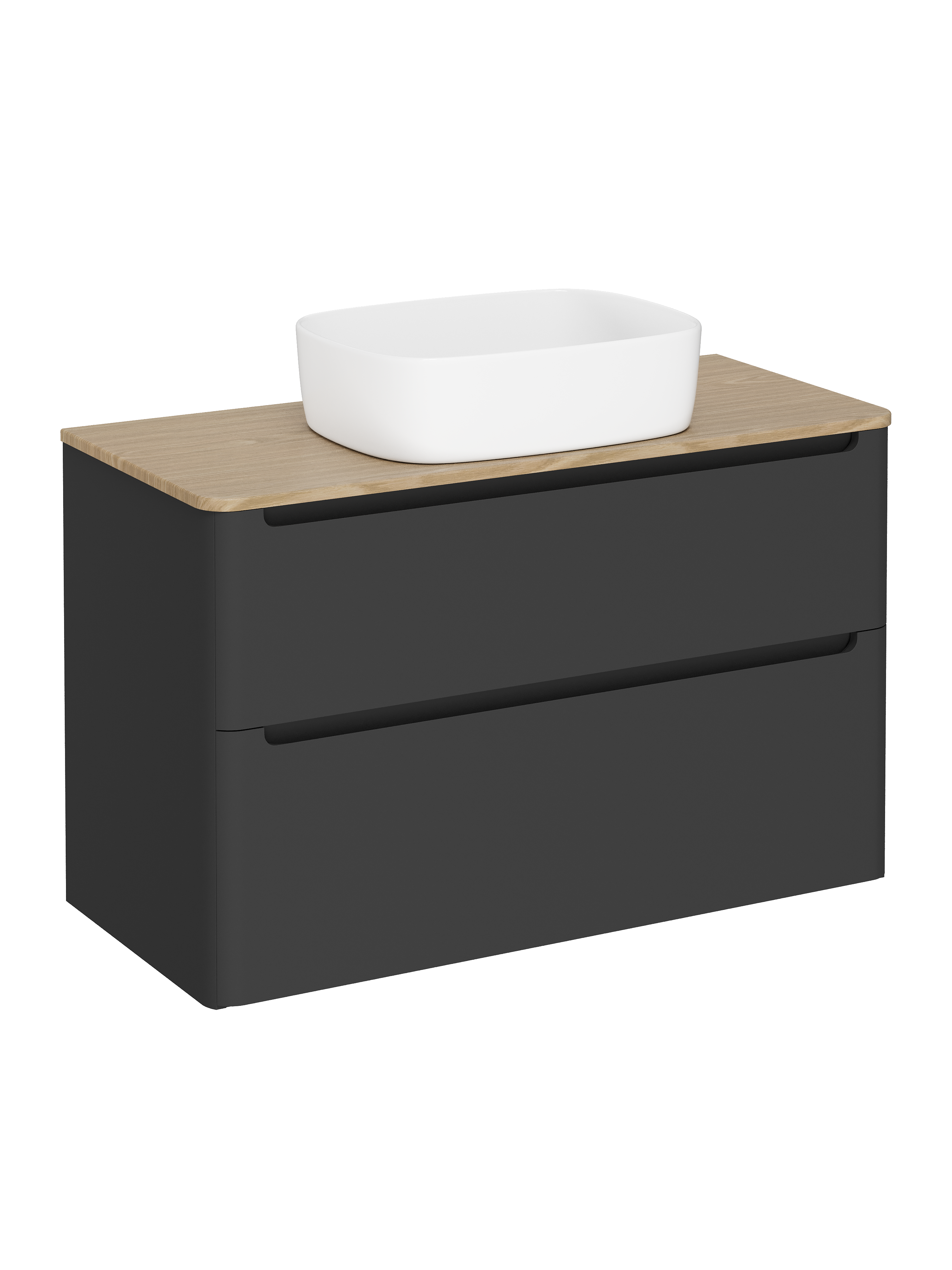 

Тумба с раковиной STWORKI Монтре 100 антрацит, столешница светлое дерево, раковина Берген S21410WH