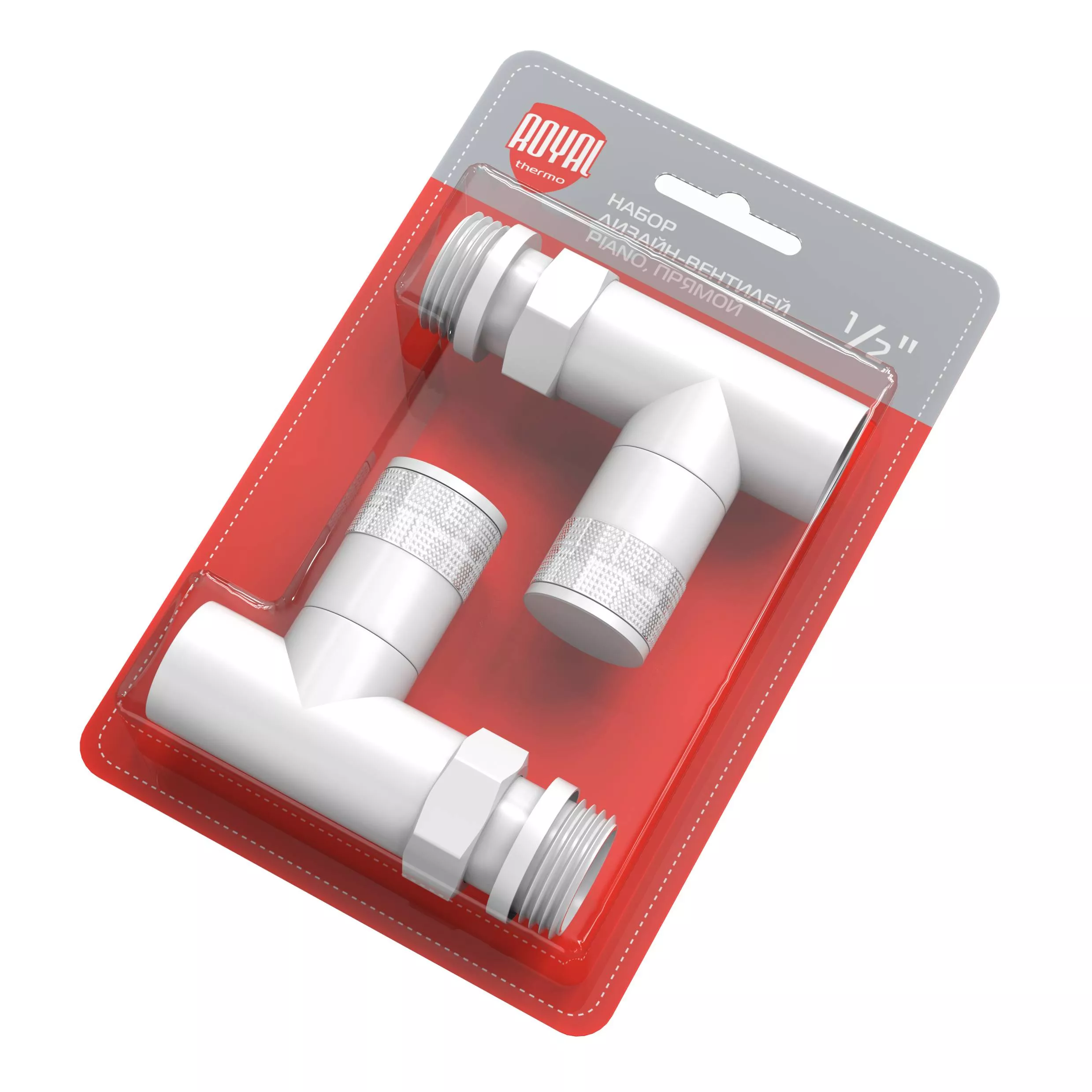 

Набор дизайн-вентилей Royal Thermo PIANO, прямой (белый) 1/2